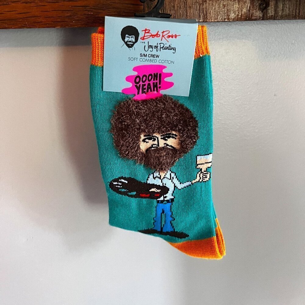 ⭐️New Women’s Bob Ross Crew Socks Joy of Painting S/M Crew